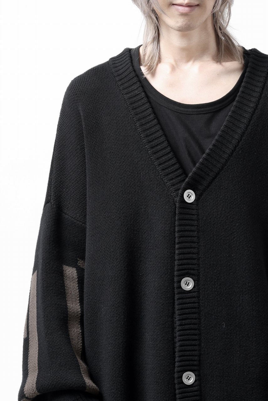 A.F ARTEFACT GEO PATTERN COTTON KNIT CARDIGAN /  (BLACK x BROWN) - Image 20