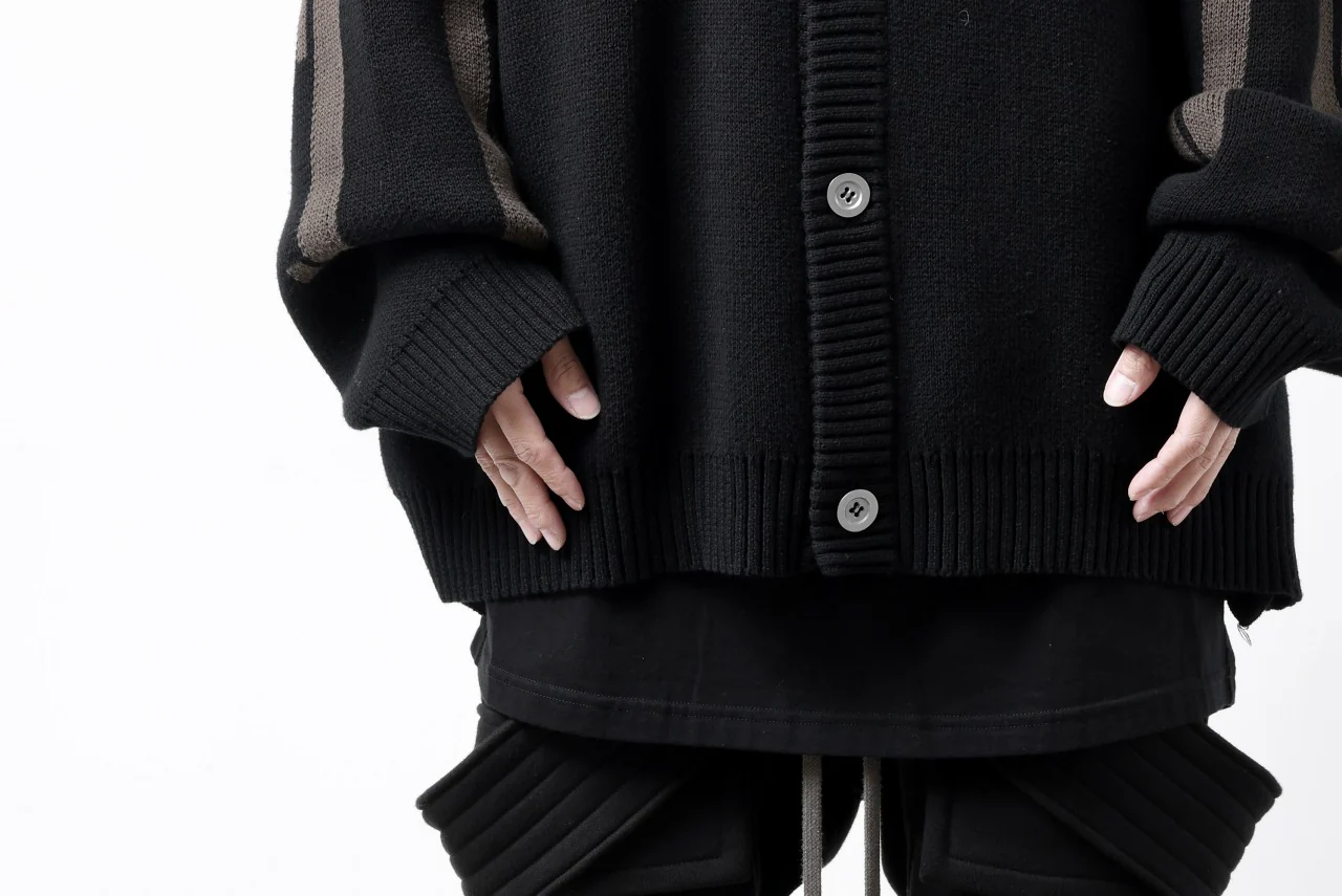 A.F ARTEFACT GEO PATTERN COTTON KNIT CARDIGAN /  (BLACK x BROWN) - Image 26