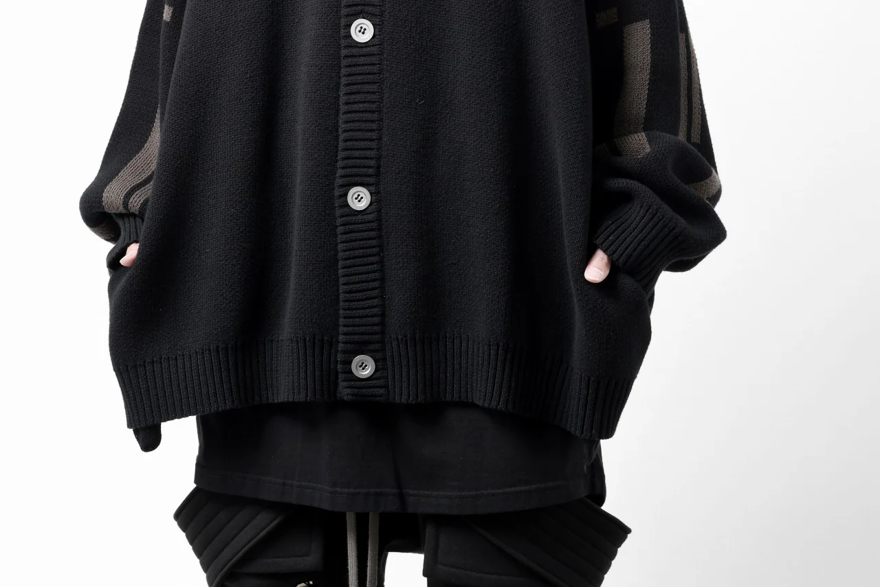 A.F ARTEFACT GEO PATTERN COTTON KNIT CARDIGAN /  (BLACK x BROWN) - Image 27