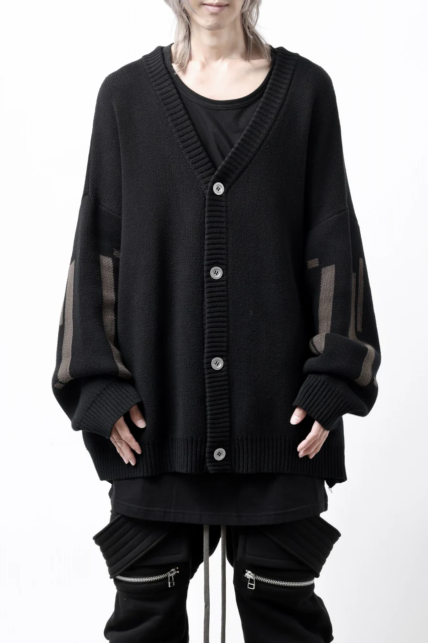 A.F ARTEFACT GEO PATTERN COTTON KNIT CARDIGAN /  (BLACK x BROWN) - Image 3