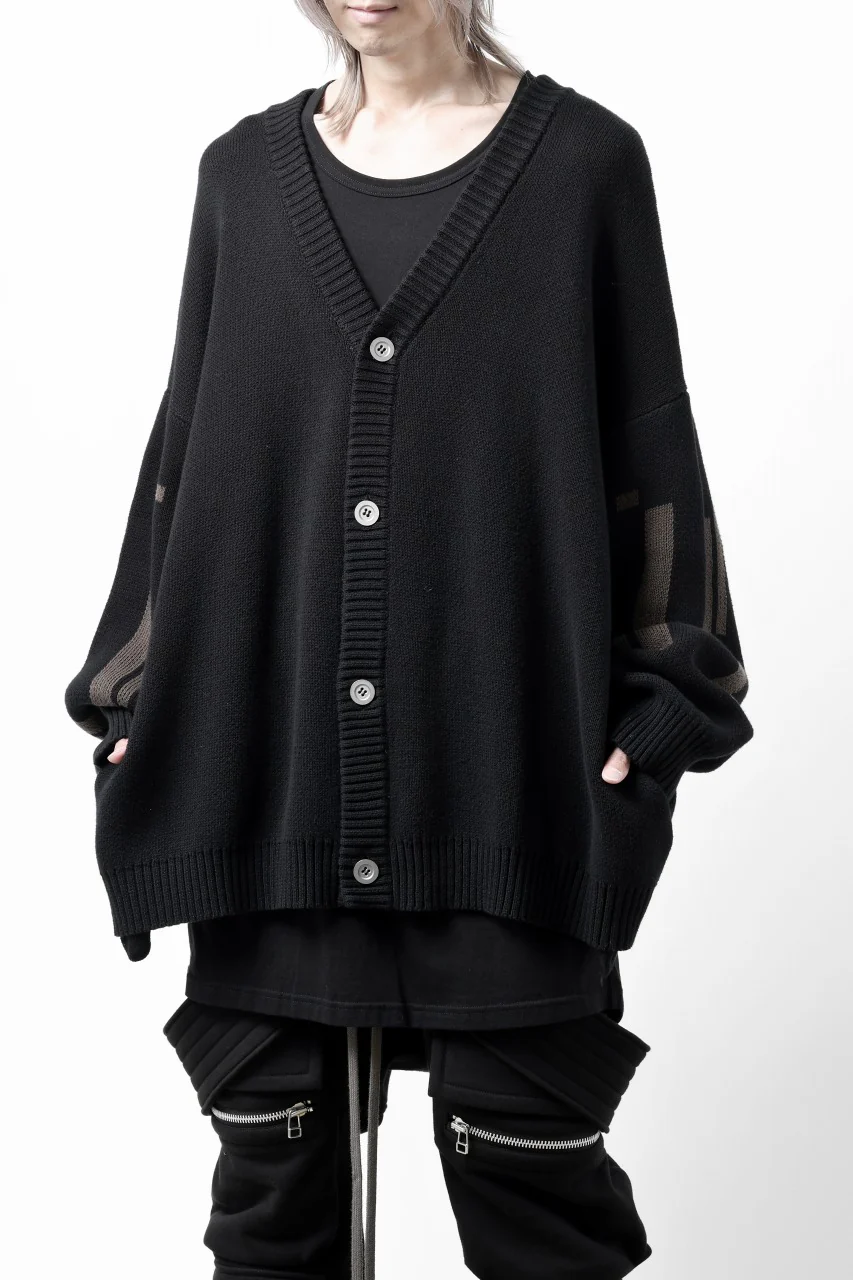 A.F ARTEFACT GEO PATTERN COTTON KNIT CARDIGAN /  (BLACK x BROWN) - Image 5