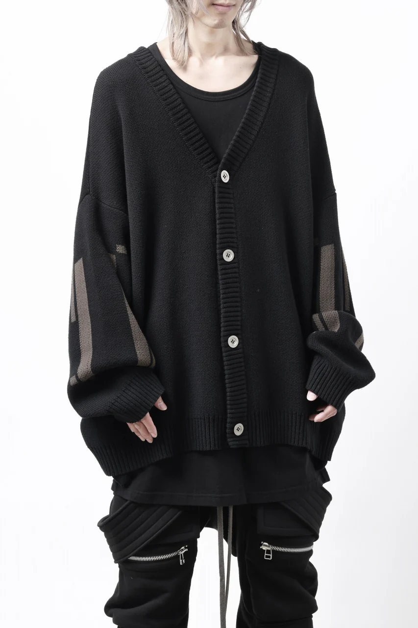 A.F ARTEFACT GEO PATTERN COTTON KNIT CARDIGAN /  (BLACK x BROWN) - Image 6