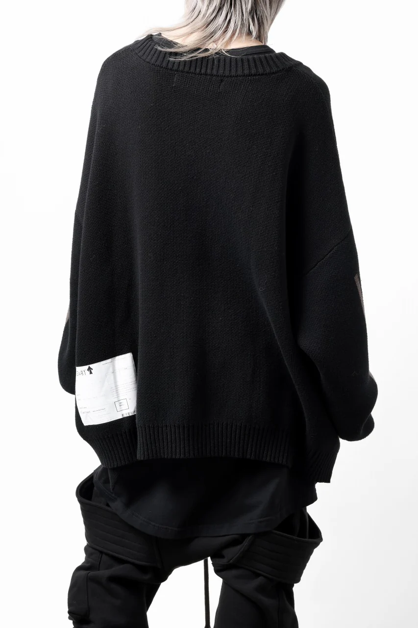 A.F ARTEFACT GEO PATTERN COTTON KNIT CARDIGAN /  (BLACK x BROWN) - Image 8