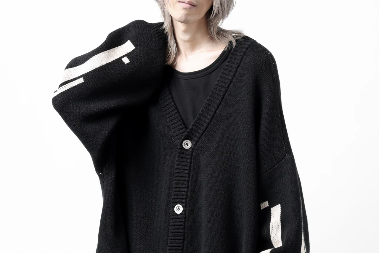 A.F ARTEFACT GEO PATTERN COTTON KNIT CARDIGAN /  (BLACK x IVORY) - Image 28