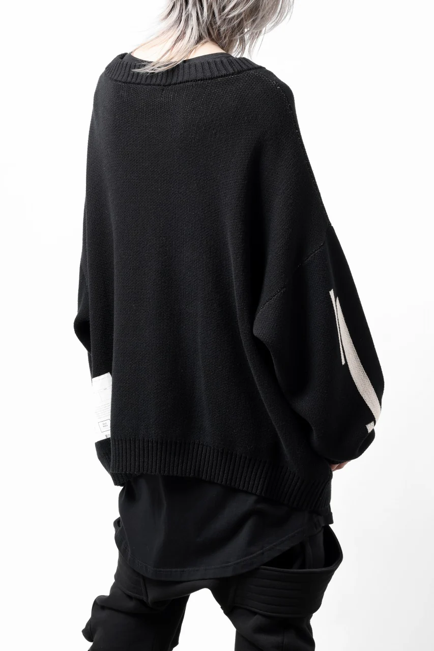 A.F ARTEFACT GEO PATTERN COTTON KNIT CARDIGAN /  (BLACK x IVORY) - Image 9