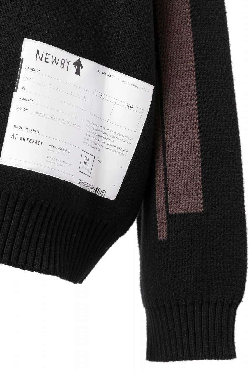 A.F ARTEFACT GEO PATTERN COTTON KNIT TOPS /  (BLACK x BROWN) - Image 27