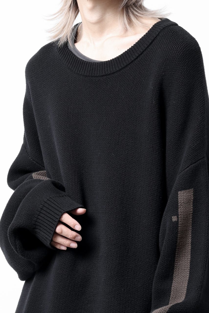 A.F ARTEFACT GEO PATTERN COTTON KNIT TOPS /  (BLACK x BROWN) - Image 36