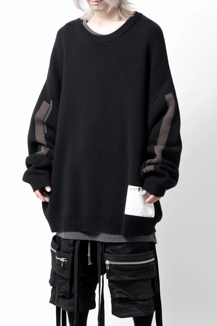 A.F ARTEFACT GEO PATTERN COTTON KNIT TOPS /  (BLACK x BROWN) - Image 5