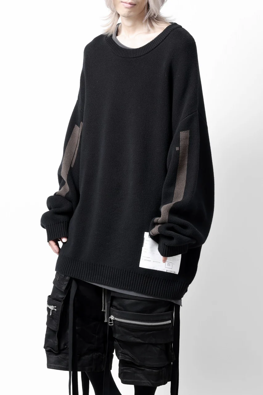 A.F ARTEFACT GEO PATTERN COTTON KNIT TOPS /  (BLACK x BROWN) - Image 8