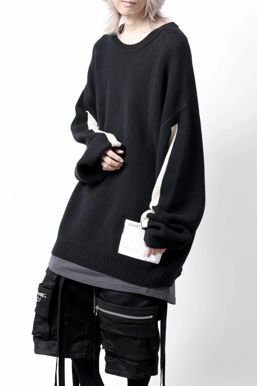A.F ARTEFACT GEO PATTERN COTTON KNIT TOPS /  (BLACK x IVORY) - Image 10