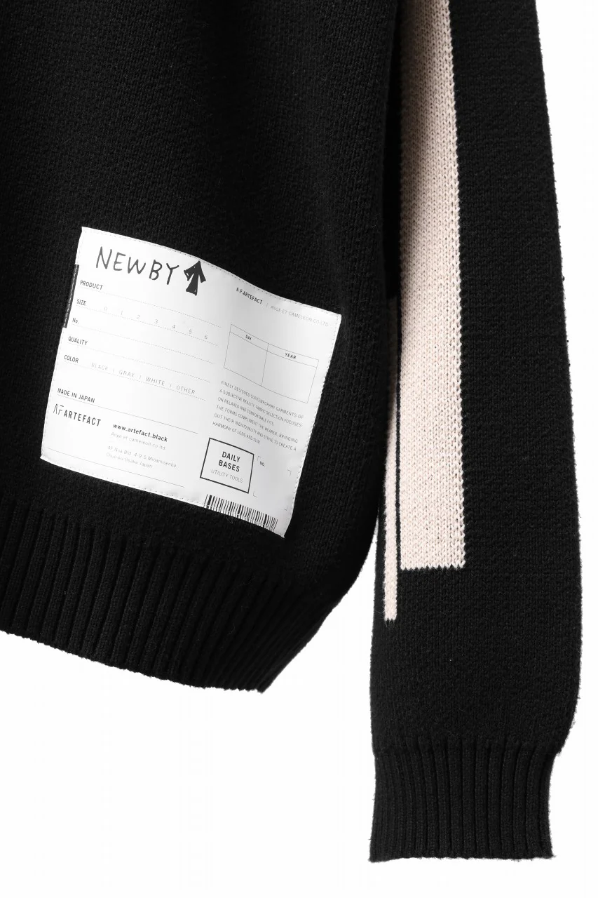A.F ARTEFACT GEO PATTERN COTTON KNIT TOPS /  (BLACK x IVORY) - Image 25