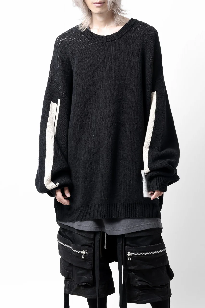 A.F ARTEFACT GEO PATTERN COTTON KNIT TOPS /  (BLACK x IVORY) - Image 3