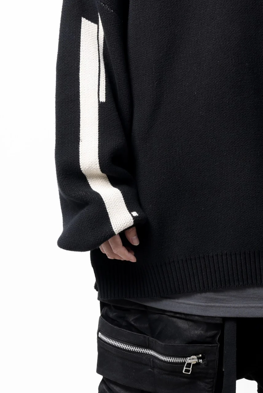 A.F ARTEFACT GEO PATTERN COTTON KNIT TOPS /  (BLACK x IVORY) - Image 34