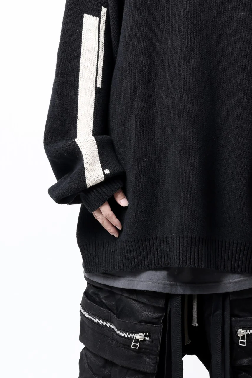 A.F ARTEFACT GEO PATTERN COTTON KNIT TOPS /  (BLACK x IVORY) - Image 35