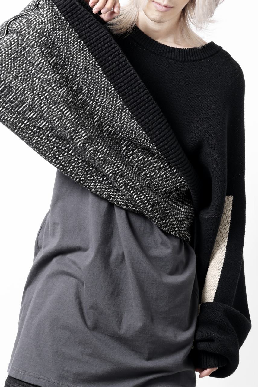 A.F ARTEFACT GEO PATTERN COTTON KNIT TOPS /  (BLACK x IVORY) - Image 40