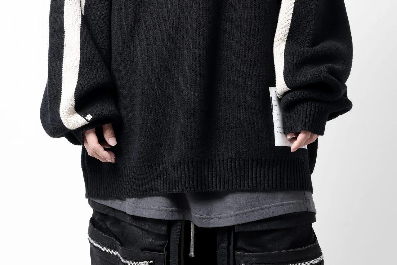 A.F ARTEFACT GEO PATTERN COTTON KNIT TOPS /  (BLACK x IVORY) - Image 42