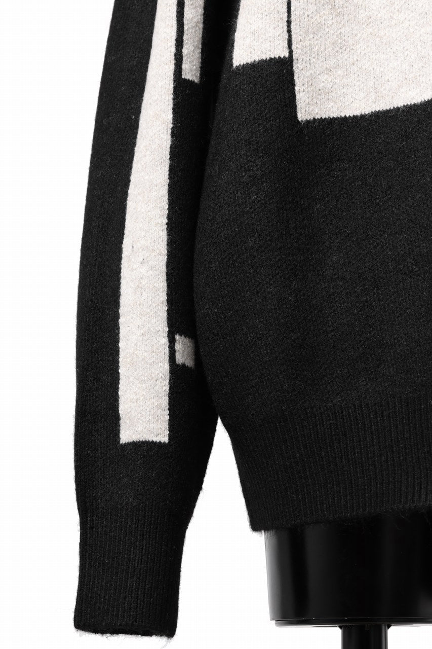 A.F ARTEFACT GEO PATTERN KNIT TOPS (BLACK x BEIGE) - Image 10
