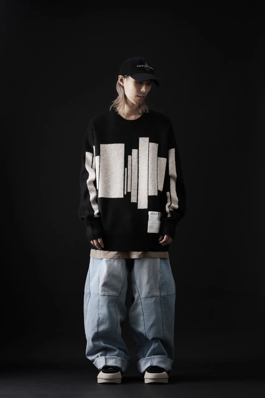 A.F ARTEFACT GEO PATTERN KNIT TOPS (BLACK x BEIGE) - Image 19