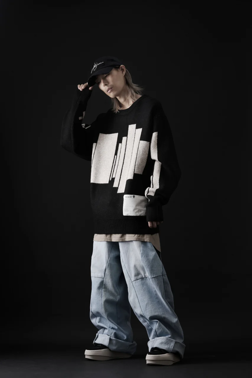 A.F ARTEFACT GEO PATTERN KNIT TOPS (BLACK x BEIGE) - Image 20