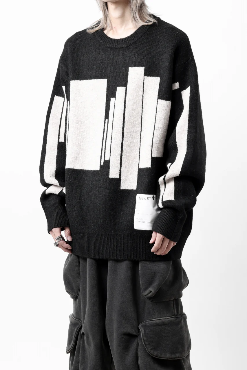 A.F ARTEFACT GEO PATTERN KNIT TOPS (BLACK x BEIGE) - Image 23