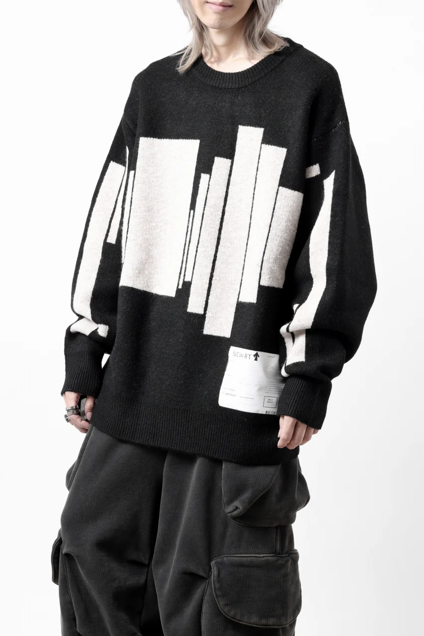 A.F ARTEFACT GEO PATTERN KNIT TOPS (BLACK x BEIGE) - Image 24