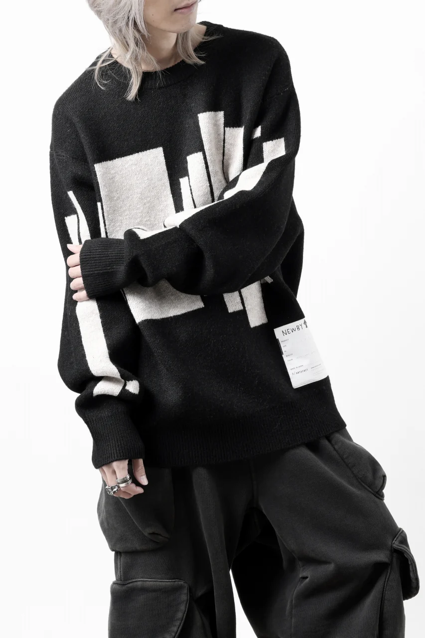 A.F ARTEFACT GEO PATTERN KNIT TOPS (BLACK x BEIGE) - Image 26