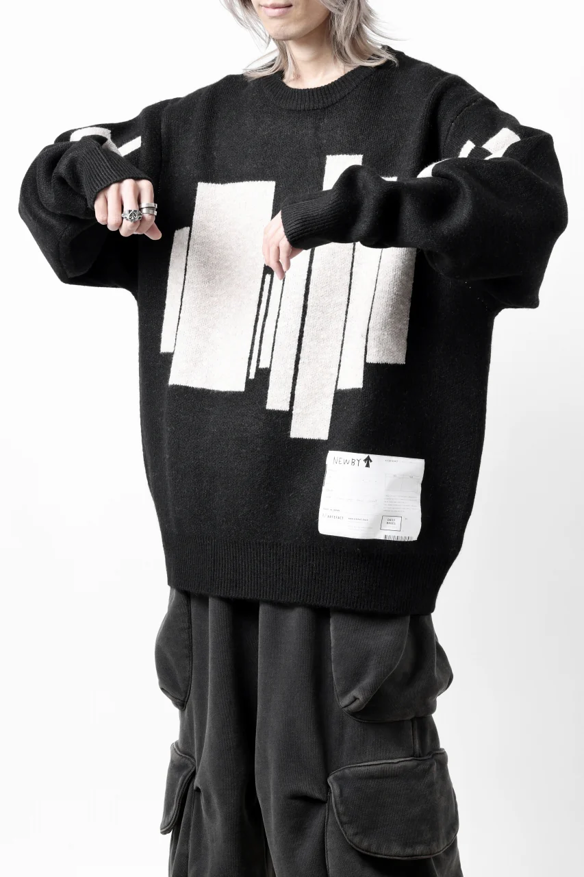 A.F ARTEFACT GEO PATTERN KNIT TOPS (BLACK x BEIGE) - Image 27