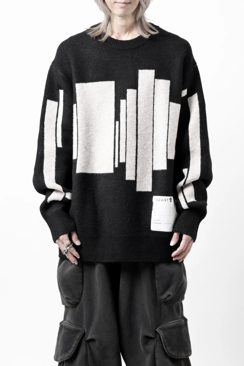 A.F ARTEFACT GEO PATTERN KNIT TOPS (BLACK x BEIGE) - Image 28