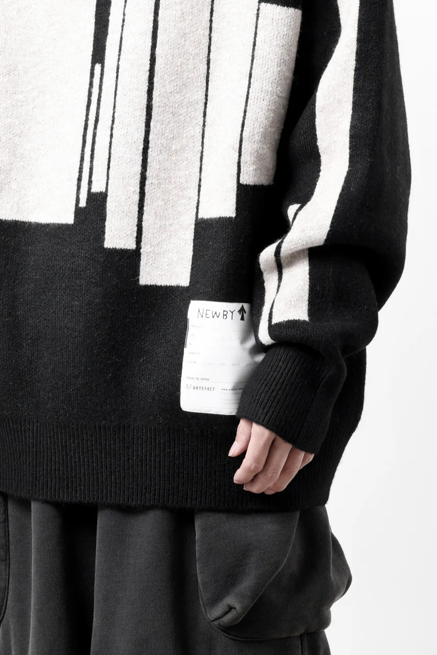 A.F ARTEFACT GEO PATTERN KNIT TOPS (BLACK x BEIGE) - Image 34