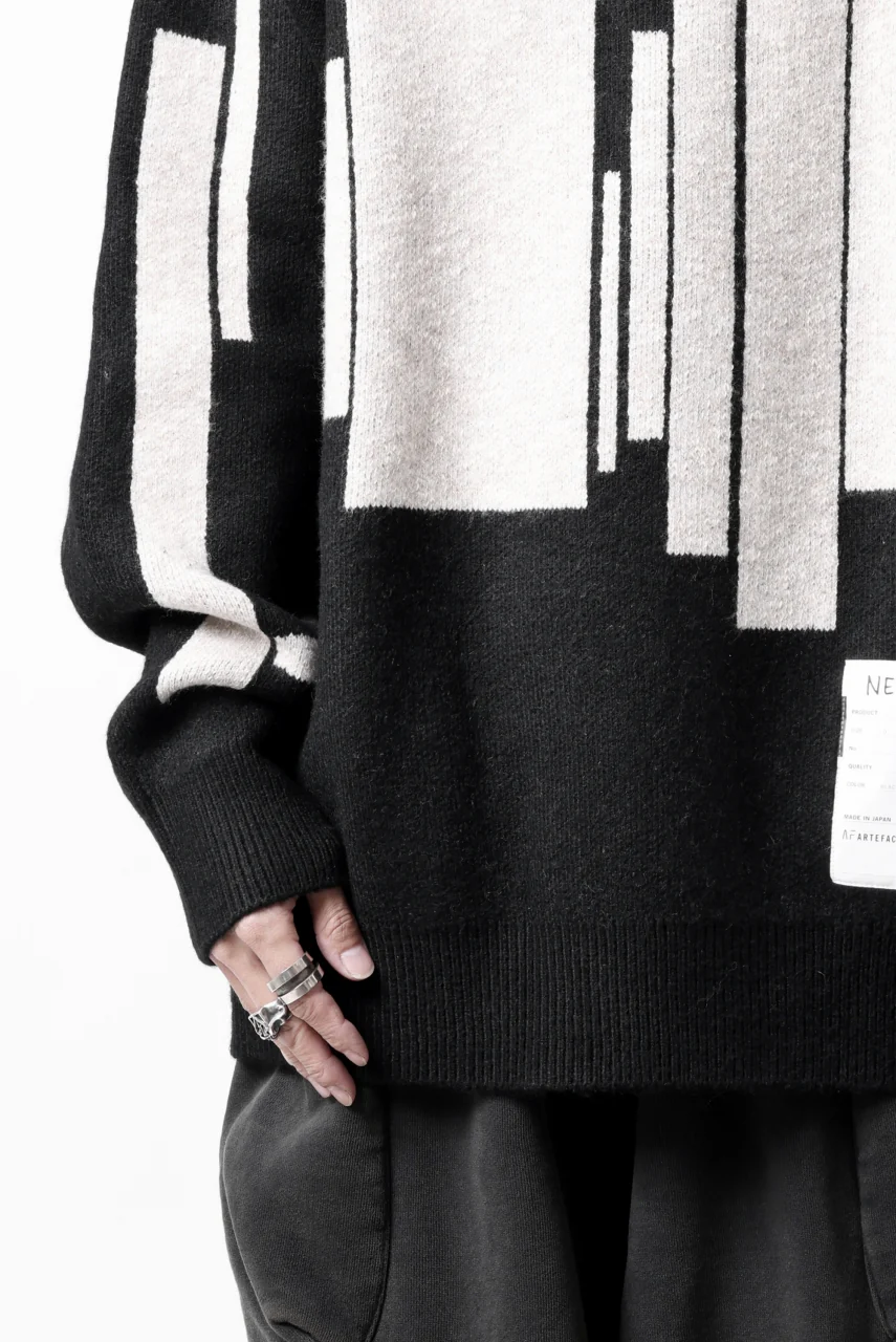 A.F ARTEFACT GEO PATTERN KNIT TOPS (BLACK x BEIGE) - Image 37