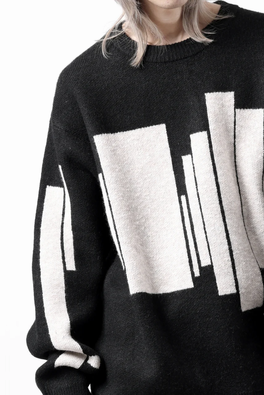 A.F ARTEFACT GEO PATTERN KNIT TOPS (BLACK x BEIGE) - Image 38