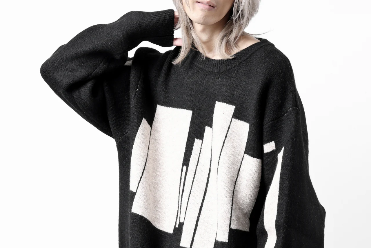 A.F ARTEFACT GEO PATTERN KNIT TOPS (BLACK x BEIGE) - Image 39