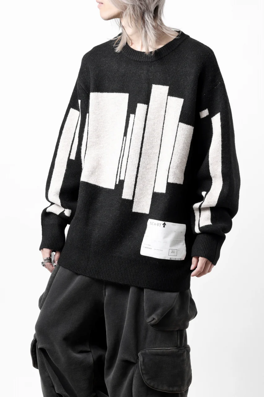 A.F ARTEFACT GEO PATTERN KNIT TOPS (BLACK x BEIGE) - Image 5