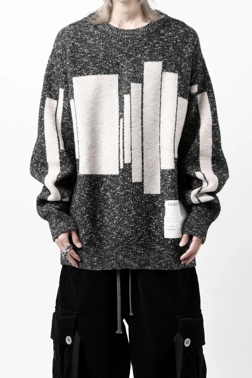 A.F ARTEFACT GEO PATTERN KNIT TOPS (GREY x BEIGE) - Image 3