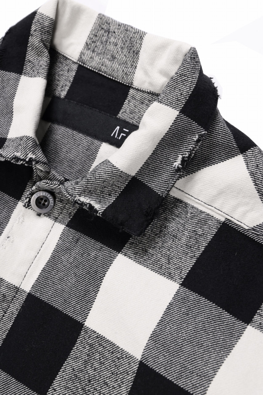 A.F ARTEFACT GRUNGE SHIRT-COAT / CHECK FLANNEL (BLACK×WHITE) - Image 4
