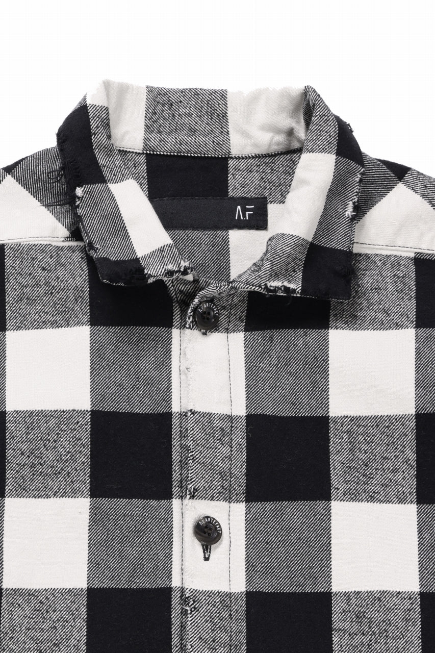 A.F ARTEFACT GRUNGE SHIRT-COAT / CHECK FLANNEL (BLACK×WHITE) - Image 7