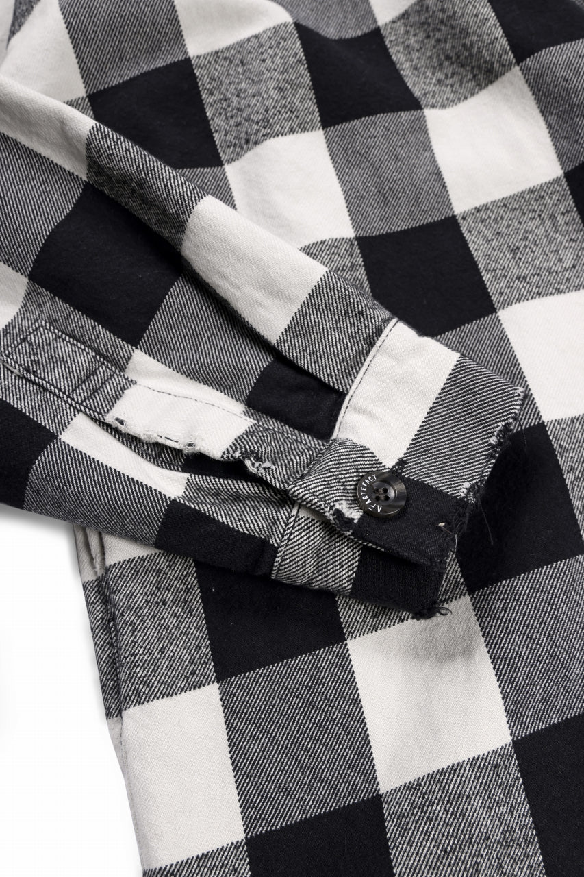 A.F ARTEFACT GRUNGE SHIRT-COAT / CHECK FLANNEL (BLACK×WHITE) - Image 8