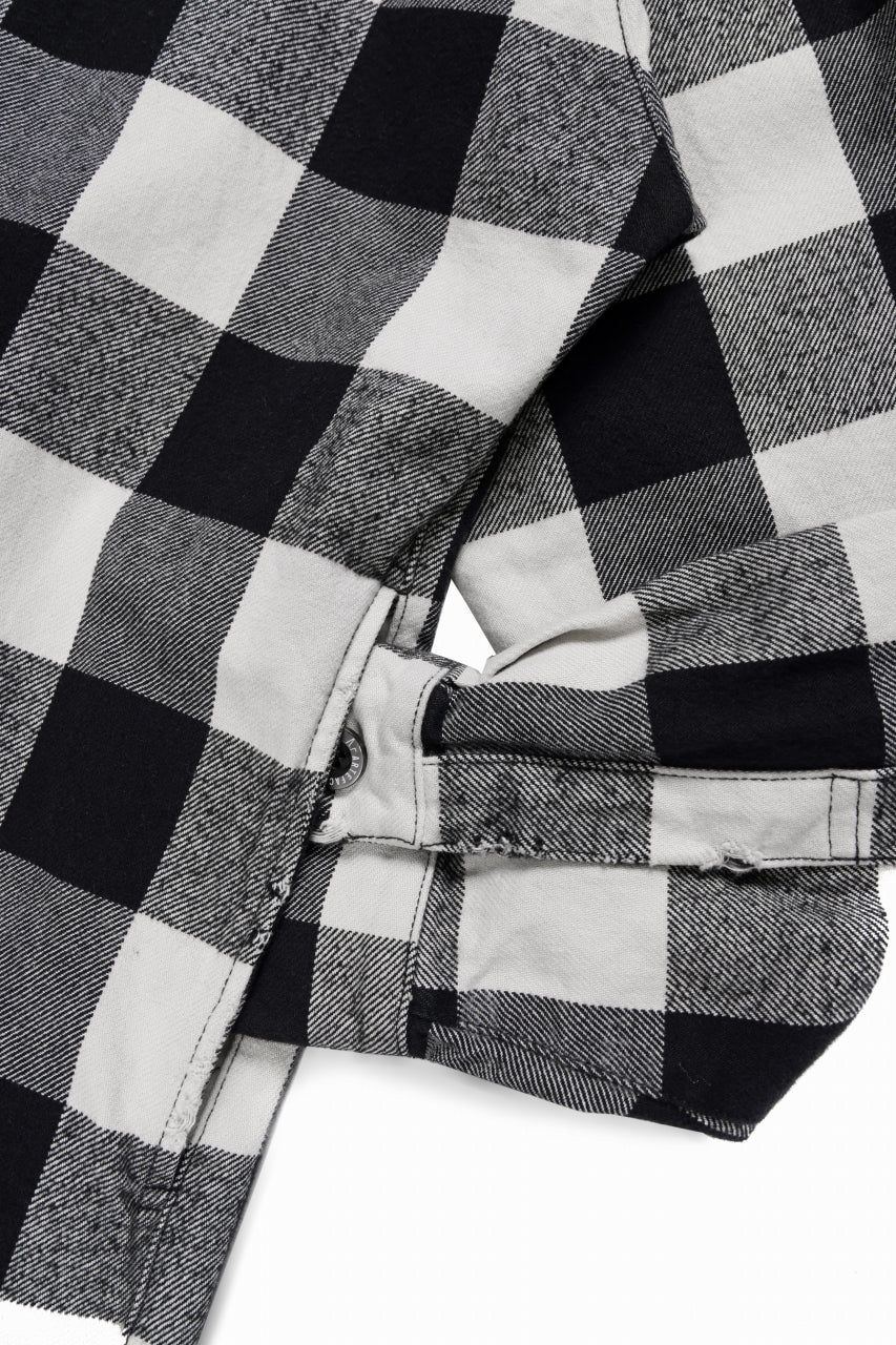 A.F ARTEFACT GRUNGE SHIRT-COAT / CHECK FLANNEL (BLACK×WHITE) - Image 9