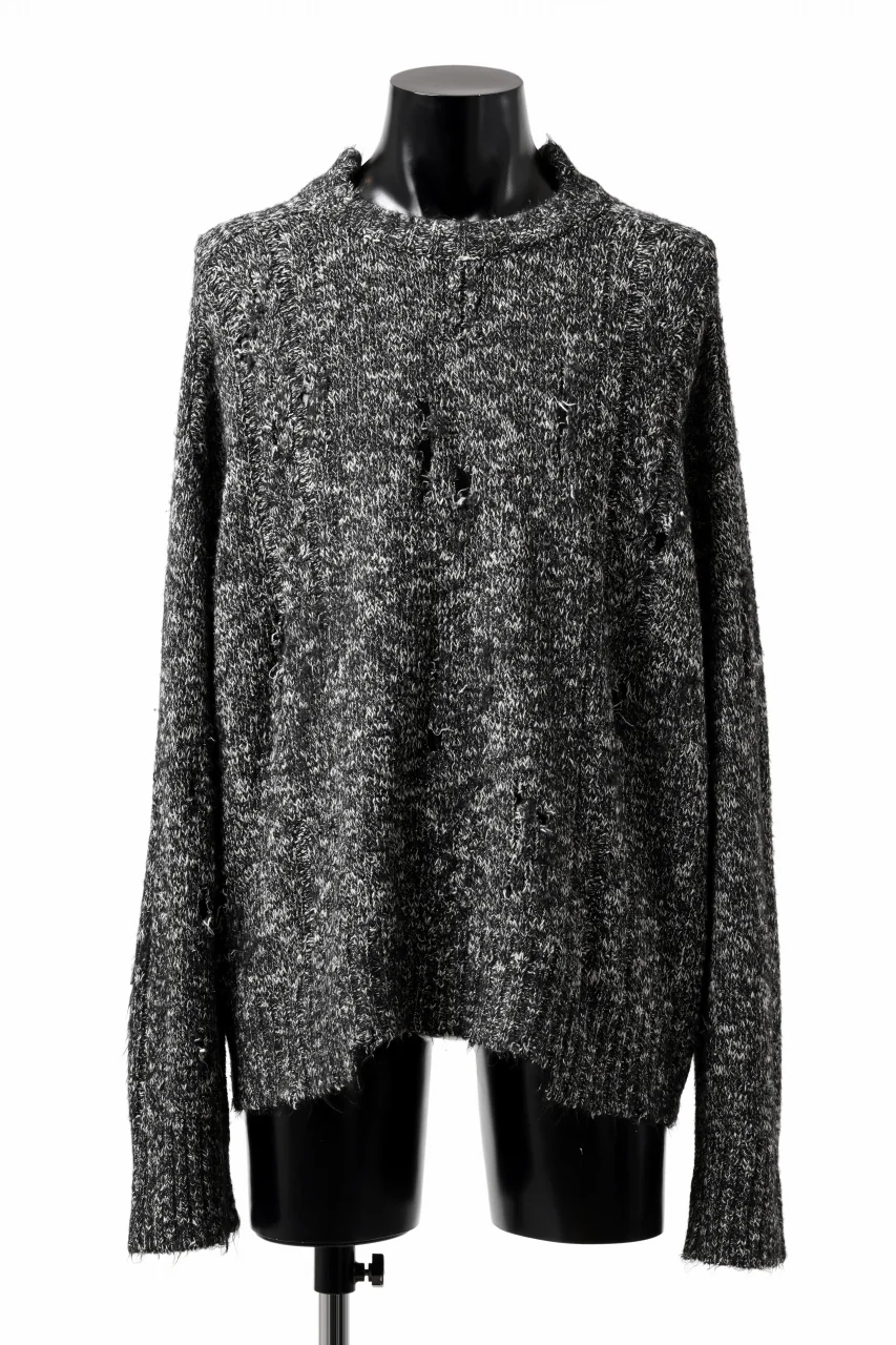 A.F ARTEFACT GRUNGE SWEATER / MELANGE WOOL (BLACK MIX)