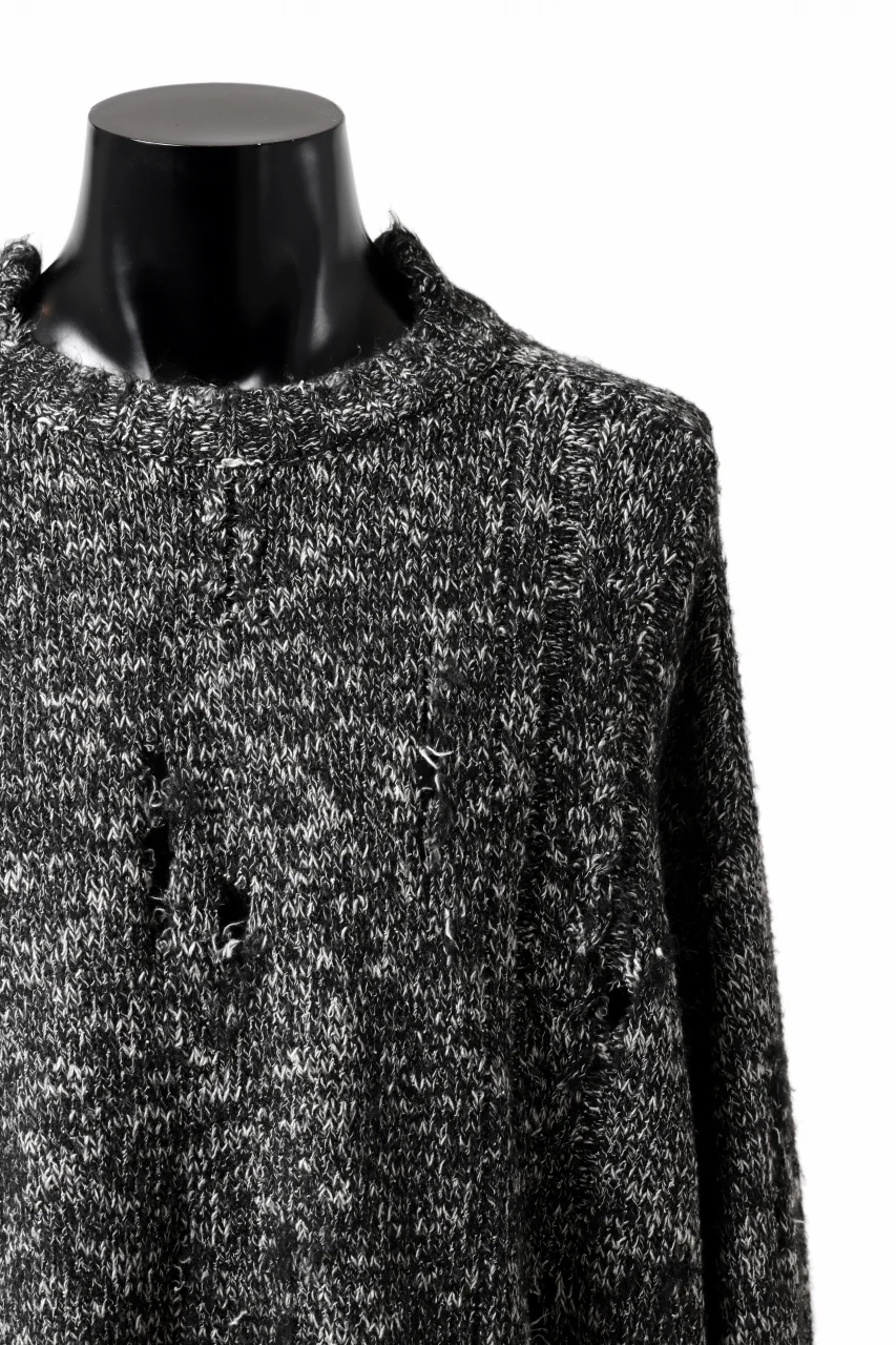 A.F ARTEFACT GRUNGE SWEATER / MELANGE WOOL (BLACK MIX) - Image 10