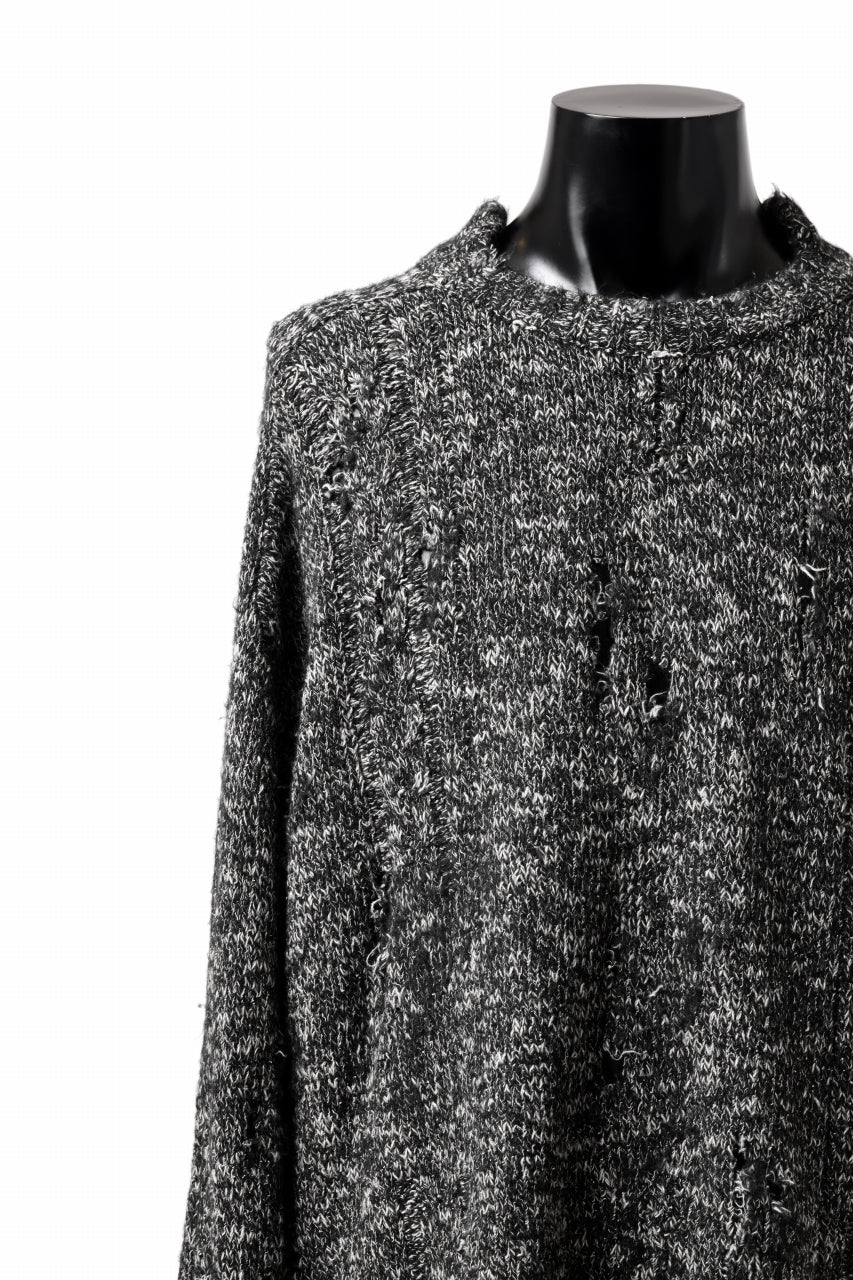 A.F ARTEFACT GRUNGE SWEATER / MELANGE WOOL (BLACK MIX) - Image 14