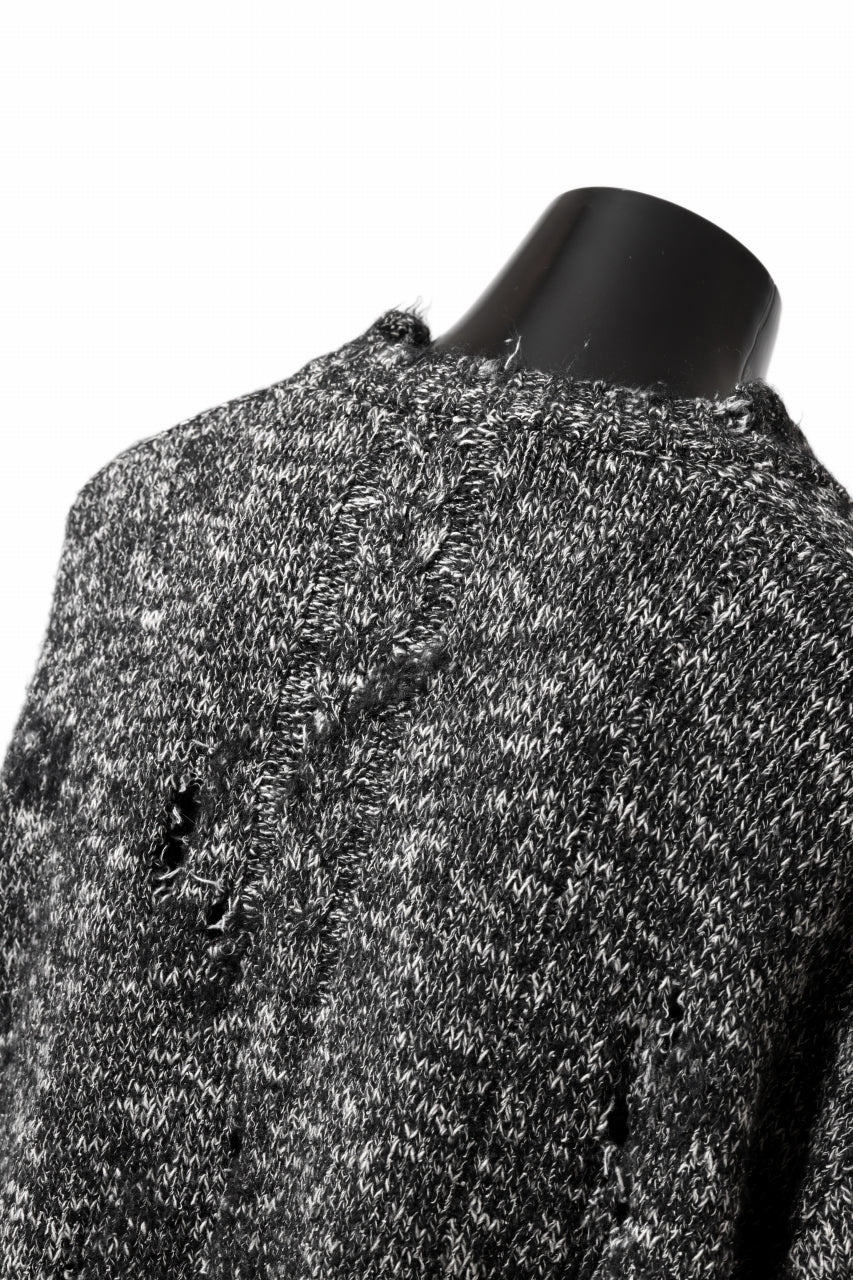 A.F ARTEFACT GRUNGE SWEATER / MELANGE WOOL (BLACK MIX) - Image 15