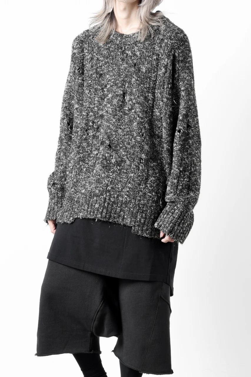 A.F ARTEFACT GRUNGE SWEATER / MELANGE WOOL (BLACK MIX) - Image 20