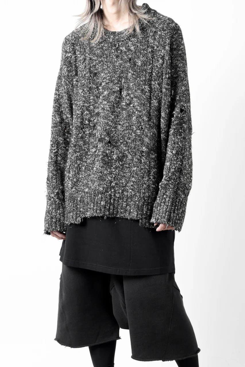 A.F ARTEFACT GRUNGE SWEATER / MELANGE WOOL (BLACK MIX) - Image 21