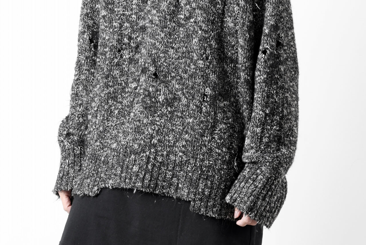 A.F ARTEFACT GRUNGE SWEATER / MELANGE WOOL (BLACK MIX) - Image 24