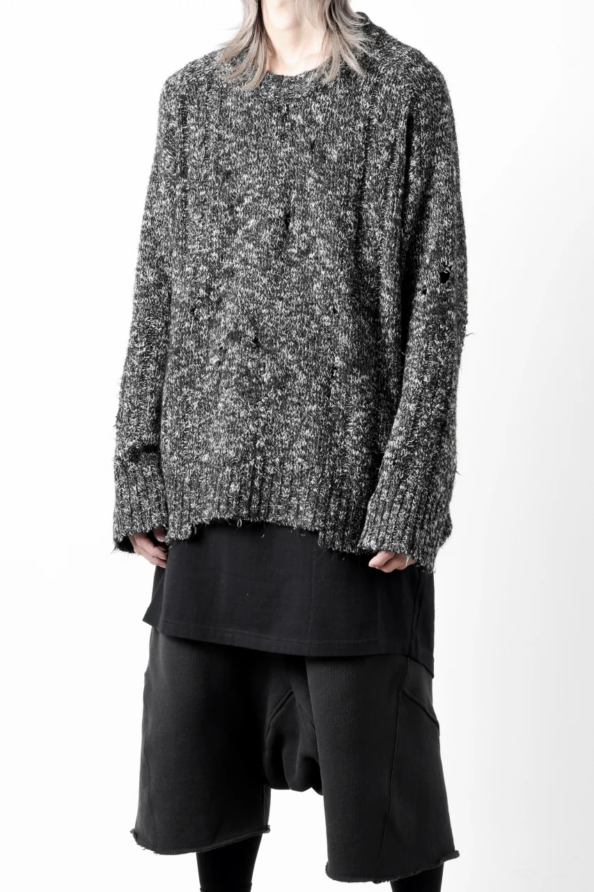 A.F ARTEFACT GRUNGE SWEATER / MELANGE WOOL (BLACK MIX) - Image 3