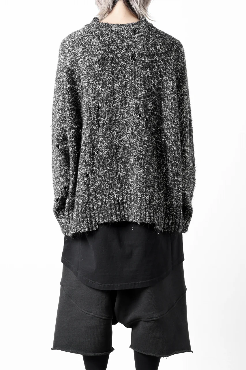 A.F ARTEFACT GRUNGE SWEATER / MELANGE WOOL (BLACK MIX) - Image 4