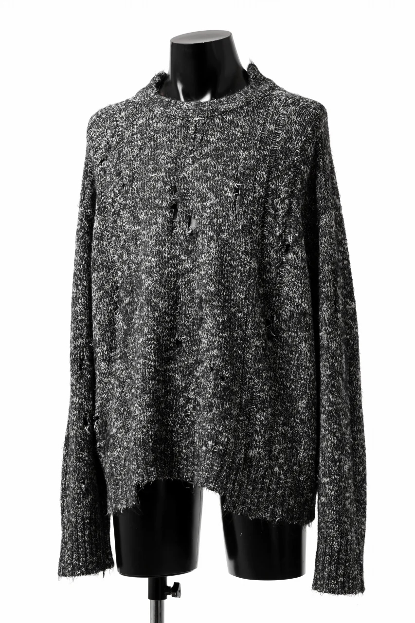 A.F ARTEFACT GRUNGE SWEATER / MELANGE WOOL (BLACK MIX) - Image 6