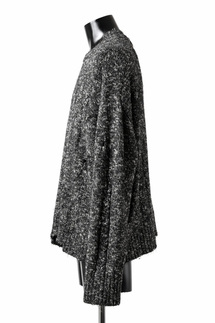 A.F ARTEFACT GRUNGE SWEATER / MELANGE WOOL (BLACK MIX) - Image 7