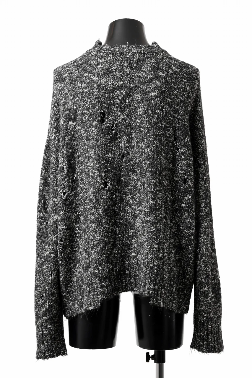 A.F ARTEFACT GRUNGE SWEATER / MELANGE WOOL (BLACK MIX) - Image 8